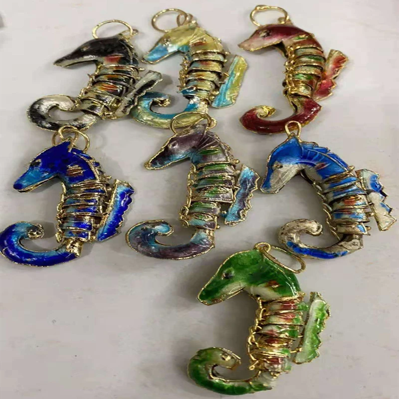 5pcs Handmade Enamel Cute Animal Seahorse Charm DIY Earrings Bracelet Pendants Necklace Keychain Jewellery Making Suppliers