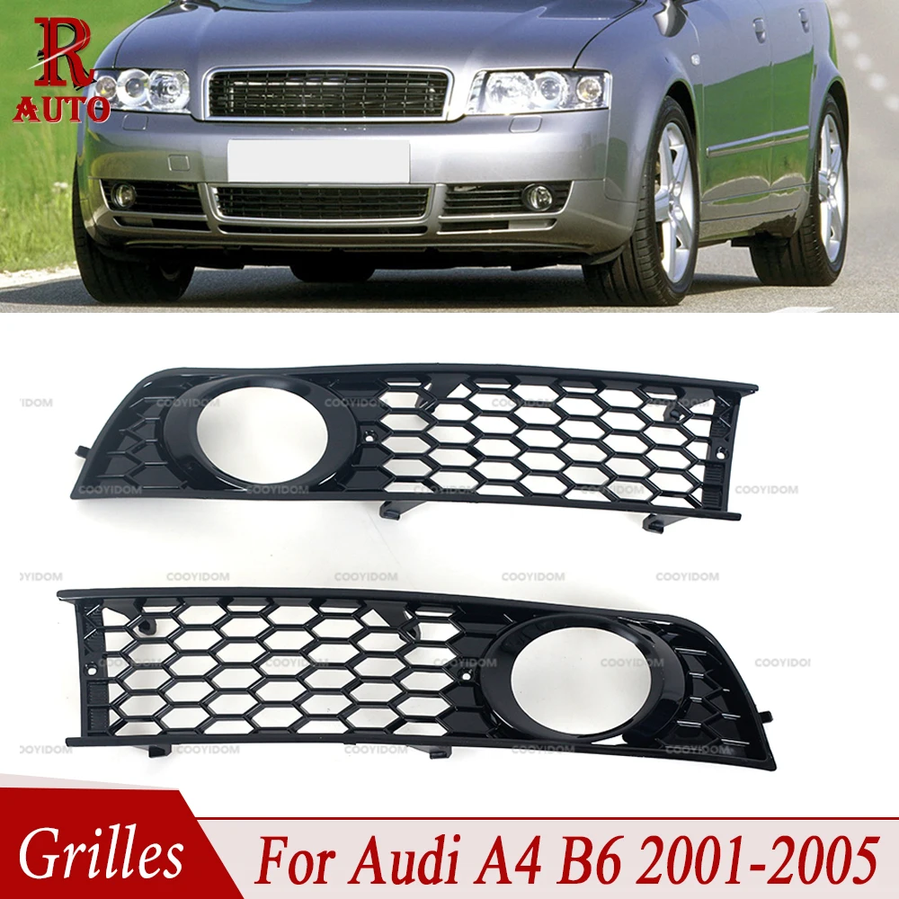 R-AUTO 8E0807681 8E0807682Front Bumper Side Fog Light Grill Mesh Grille Honeycomb Hex For Audi A4 B6 2001 2002 2003 2004 2005