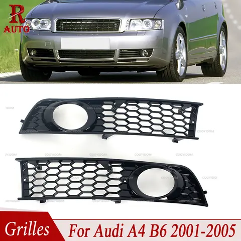 R-자동 8E 0807681   8E 0807682 앞 범퍼 사이드 포그 라이트 그릴 메쉬 그릴 허니콤 헥스 For Audi A4 B6 2001 2002 2003 2004 2005