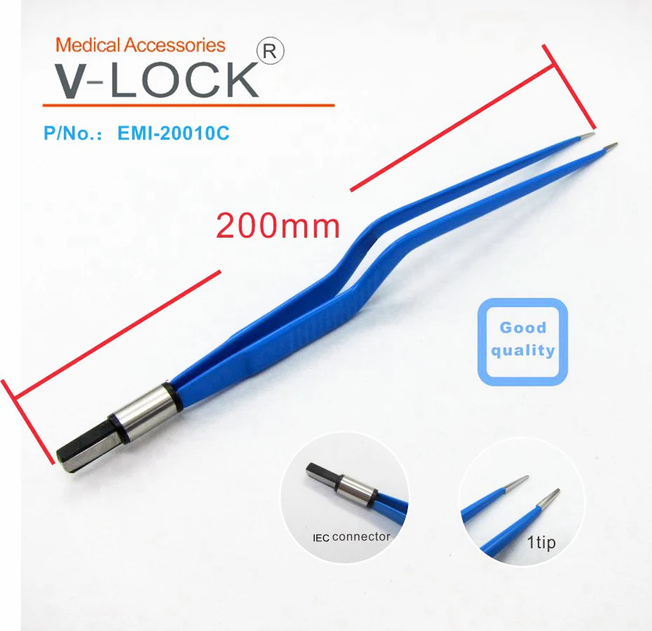 

2019V-LOCK best disposable bipolar forceps L: 20 cm tip size 1mm angled for electrosurgical unit