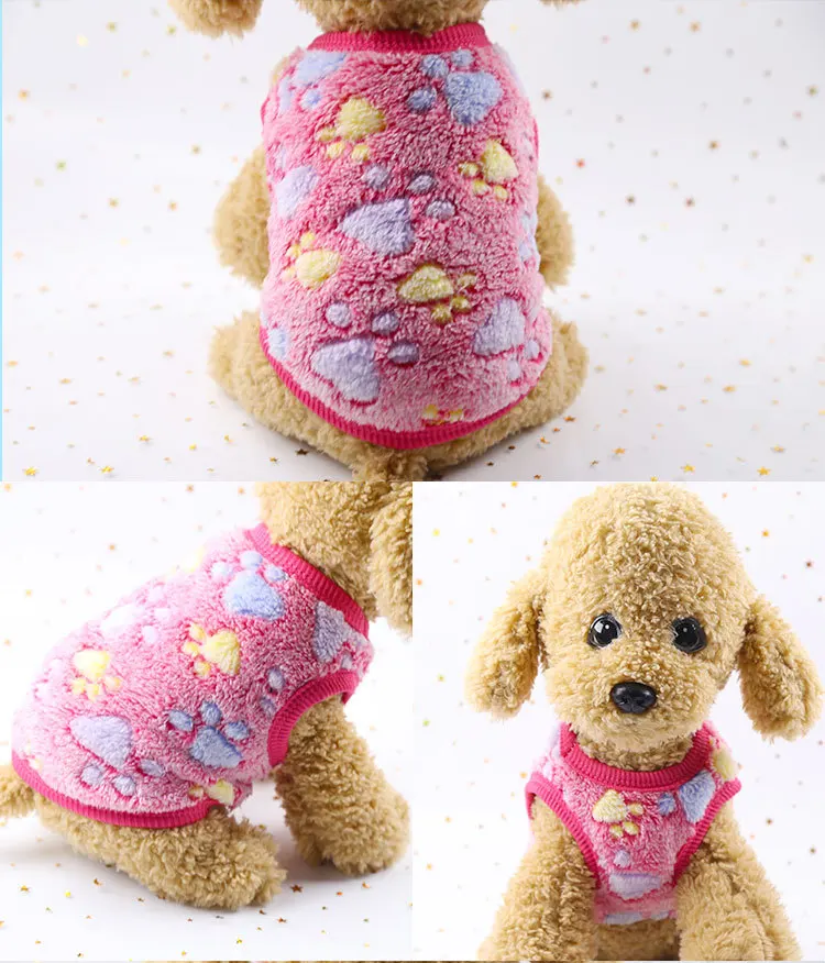 Winter Fleece Dog Vest Warm Pet Clothes for Small Dog Cartoon T-shirt Soft Puppy Dogs Clothing Shirt Vest Chihuahua Clothes 30