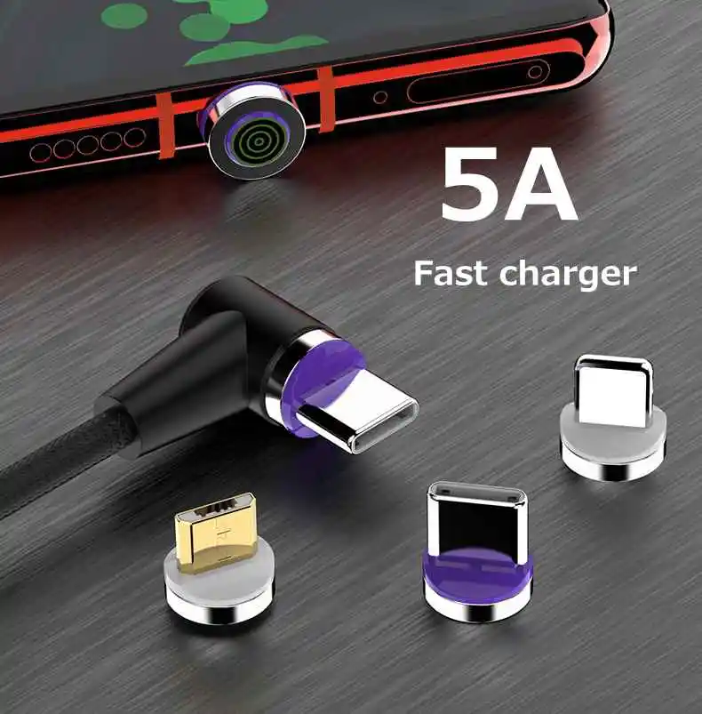 1M 5A Magnetic Cable Micro Usb Type C Super Fast Charging Phone Usb C For iPhone Xr 8 7 Xiaomi LG Android Mobile Charger Cable