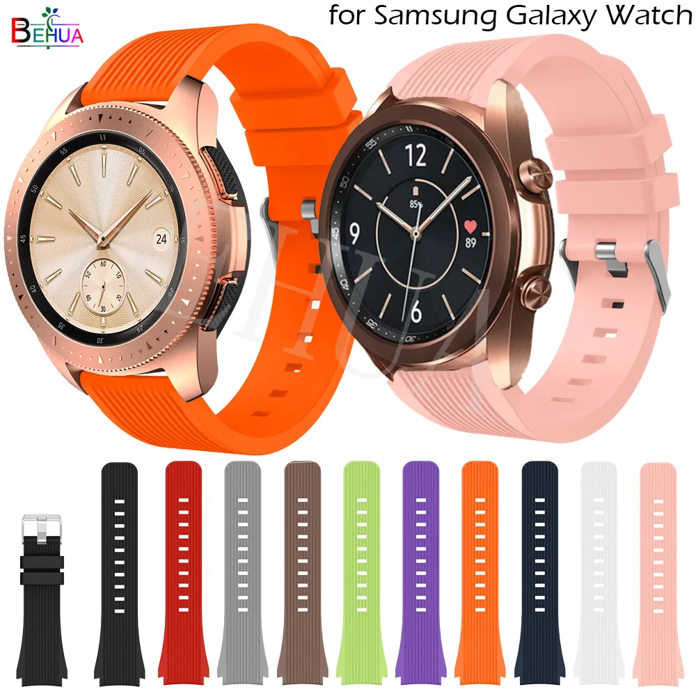 20mm Watchband Soft Silicone Bracelet Wrist Band For Samsung Galaxy Watch 42mm SM-R810 Galaxy 3 41mm Smart Watch Strap Wristband