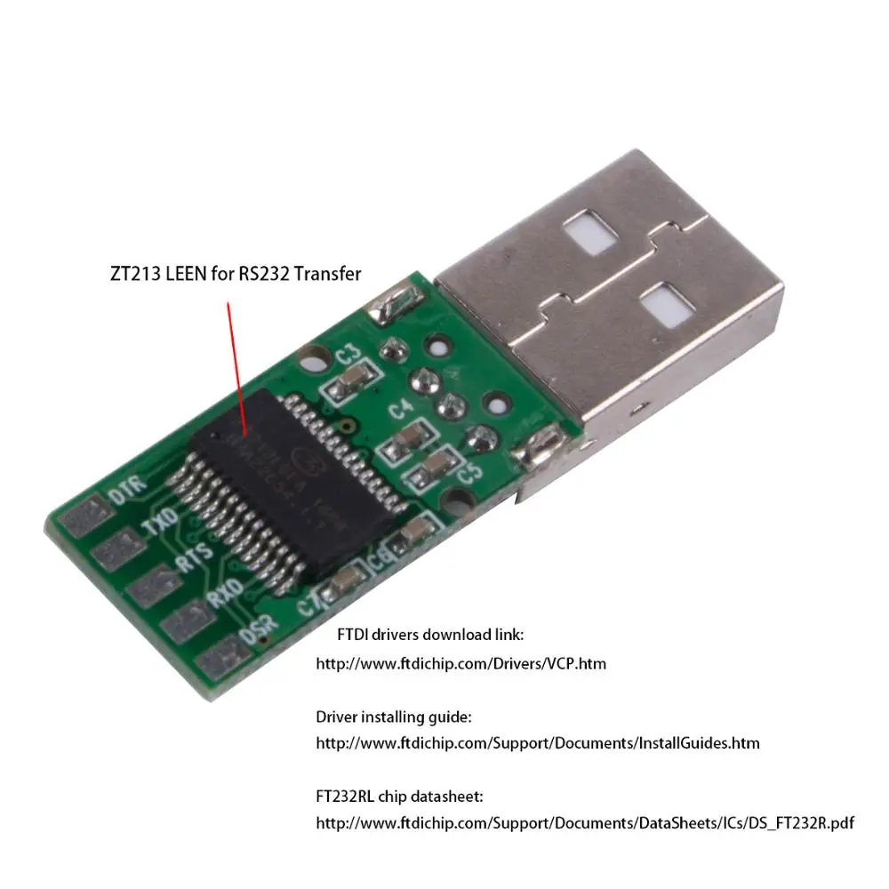 FTDI USB RS232 Serial Converter Module USB Plug Adapter Board FTDI USB PCB Serial Converter Module Connector Support Win10