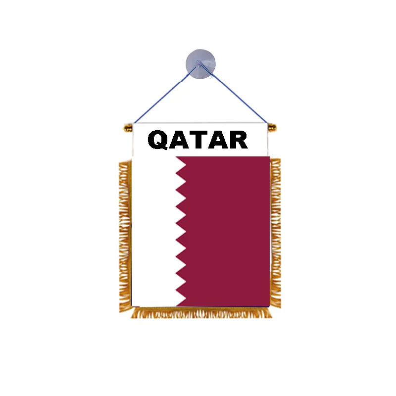 MORNING custom double-side Qatar national  mini car decoration exchange flag