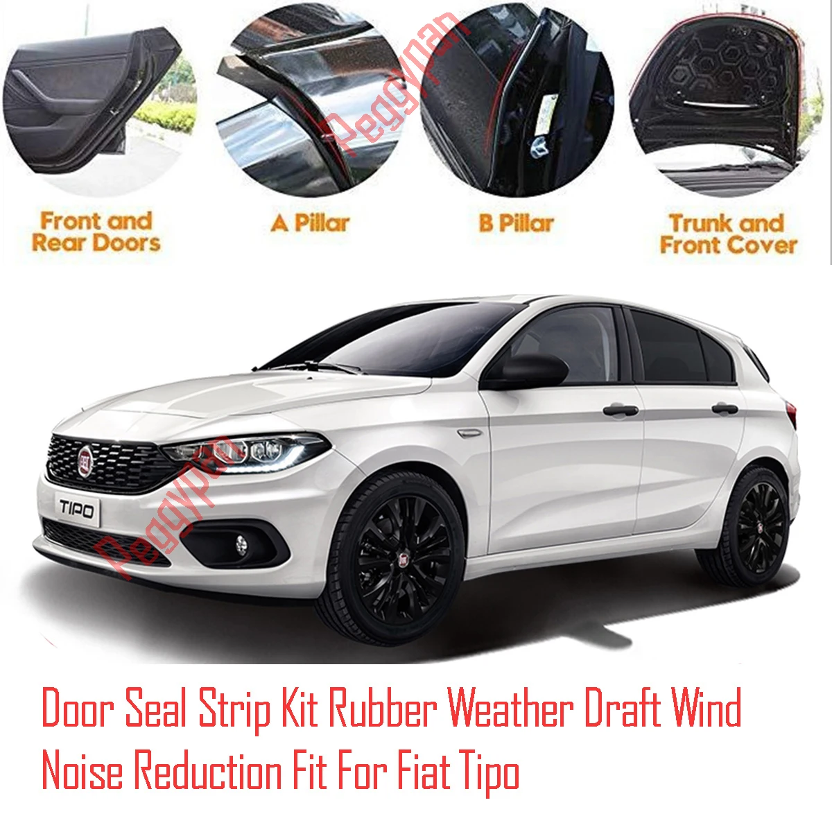 

Door Seal Strip Kit Self Adhesive Window Engine Cover Soundproof Rubber Weather Draft Wind Noise Reduction Fit For Fiat Tipo