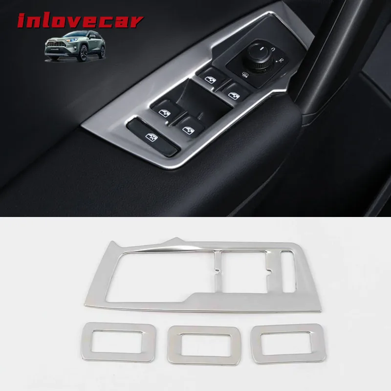 

Door Window Glass Panel stainless Armrest Lift Switch Button Frame For Volkswagen VW TiguanL Tiguan MK2 2016 2017 2018 2019 2020