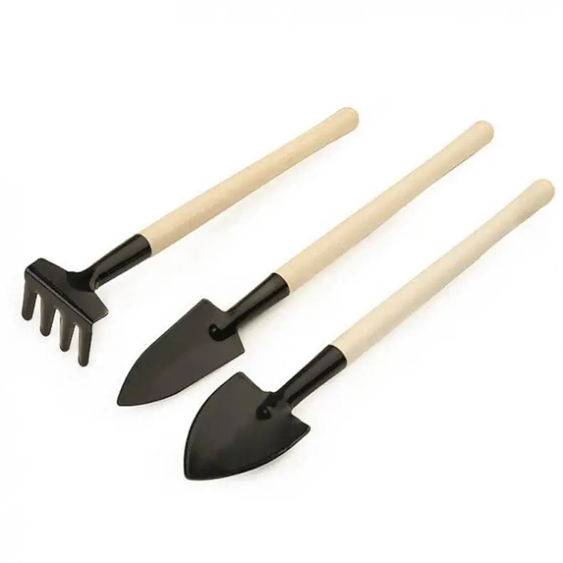 3pcs/lot Mini Garden Tools Small Shovel Rake Spade Wood Handle Metal Head Garden Tools Small Mini