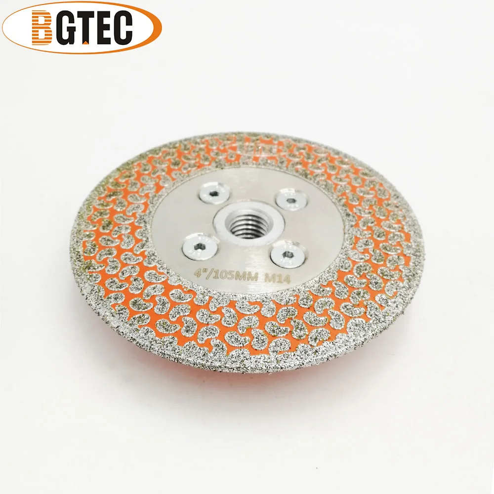 BGTEC-전기 도금 다이아몬드 절단 및 연삭 디스크 M14 플랜지 105mm 화강암 대리석 단면 코팅 다이아몬드 톱날, 2 개