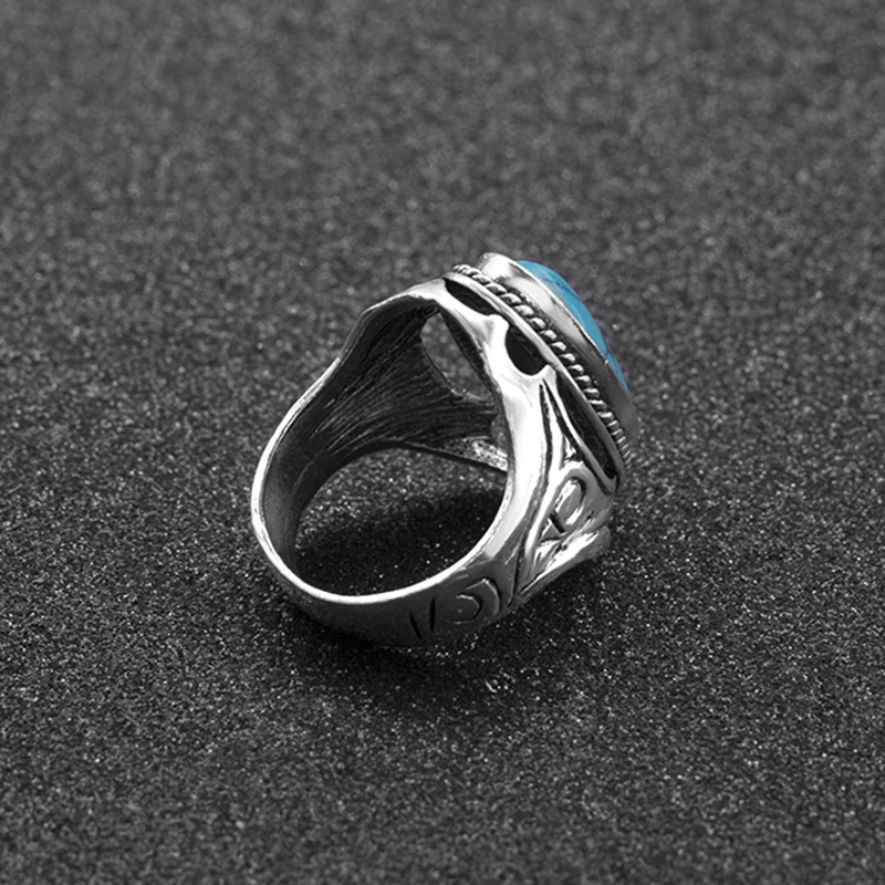 Vintage Stone Ring Fashion Jewelry Simulated Turquoise Finger Rings For Women Men Wedding Party Jewelry Gift