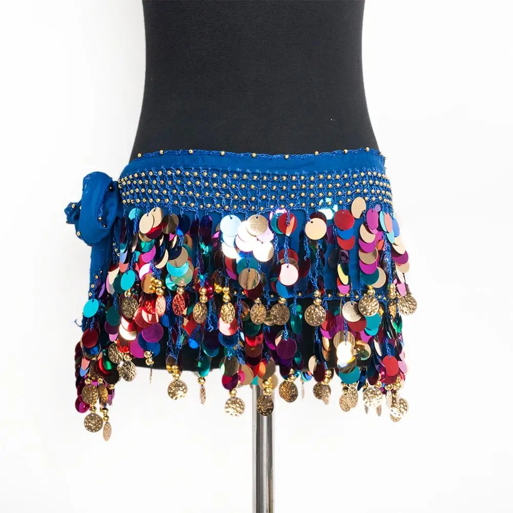 

Hot Belly Dancing Hip Scarf for women Wrap Belt Dancing Skirt sequin Belly Dance Costumes With Gold Coins Tribal dance costume