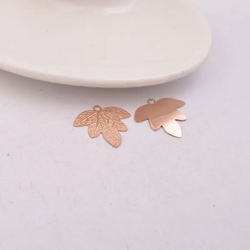 50pcs AC11127 20*23mm Maple leaves Charms Silver plated and Rose Gold Leaves Pendant  Earring Findings For Woman Bijoux image 3