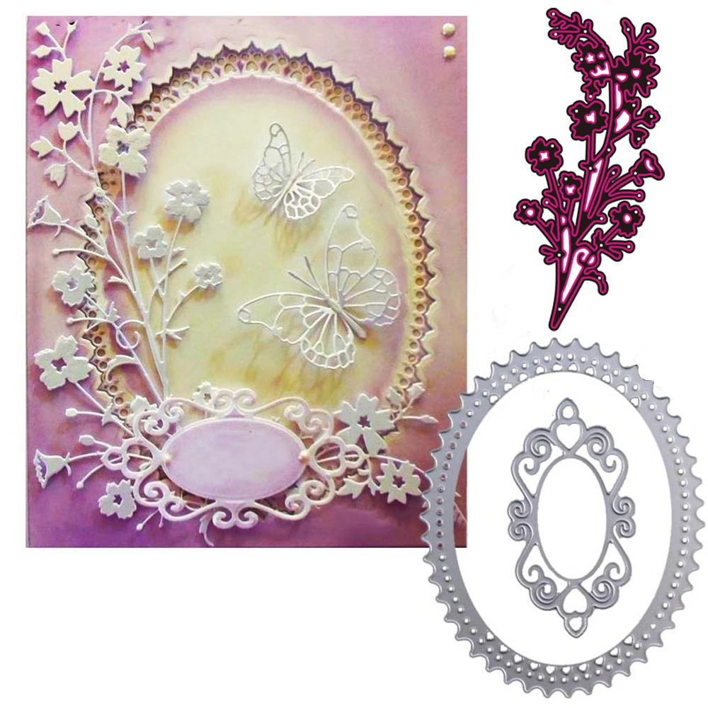 DIY clip Card background Ellipse Lace Photo album Technology cutting New Metal cutting piece Flower data Box