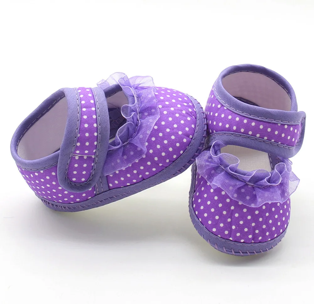 2021 Pasgeboren Baby Baby Dot Kant Meisjes Zachte Tong Prewalker Warm Casual Flats Schoenen Print Katoen Mode Schoenen