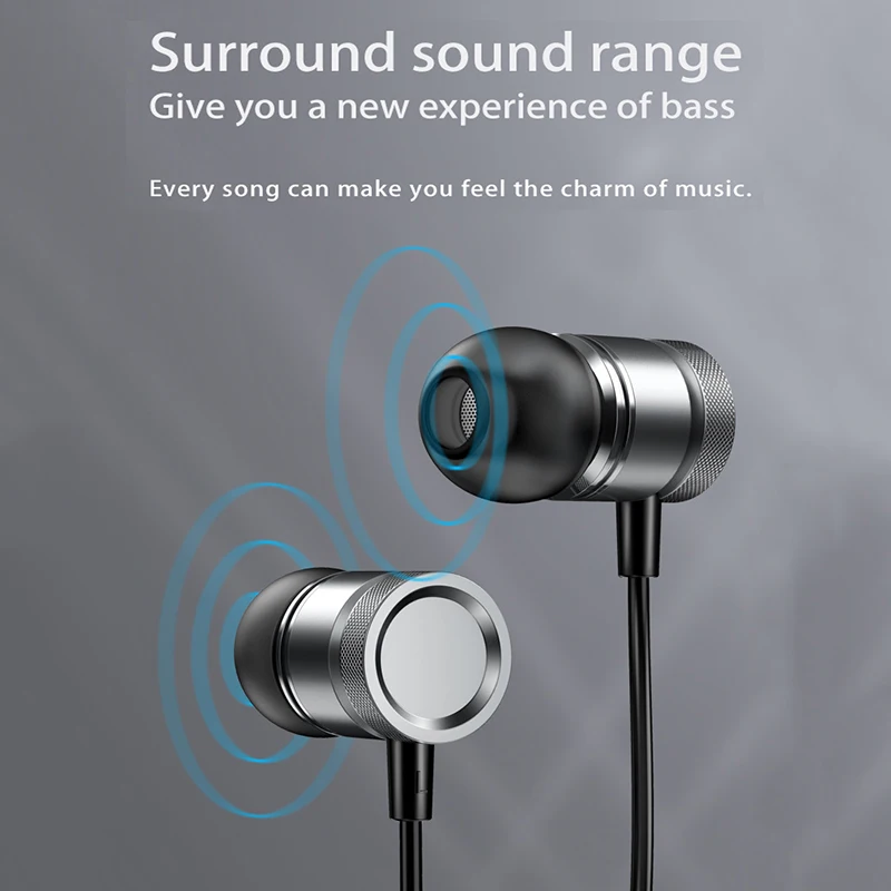 VAORLO Hifi Heavy Bass Metal Wired Earphone 3.5mm In-Ear Stereo Subwoofer Music Headset With Microphone Gaming Sport Earbuds