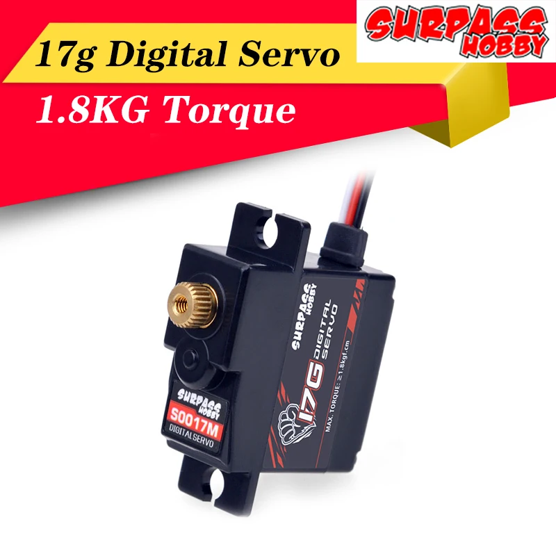 Surpass hobby-servomotor digital de metal, alta qualidade, s0017m, 17g, 1.8kg, rc, avião robô 1/18, 1/16, caminhão, carro, barco