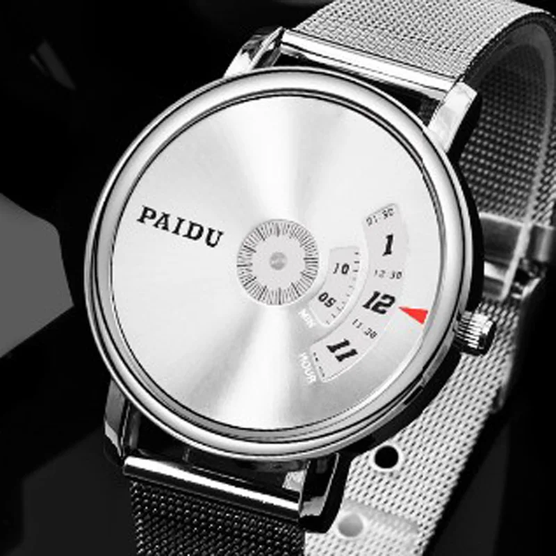 

2020 Relogio Masculino PAIDU Casual Man Watch Fashion Creative Turntable Watches Men Stainless Steel Mesh Band Quartz Watches