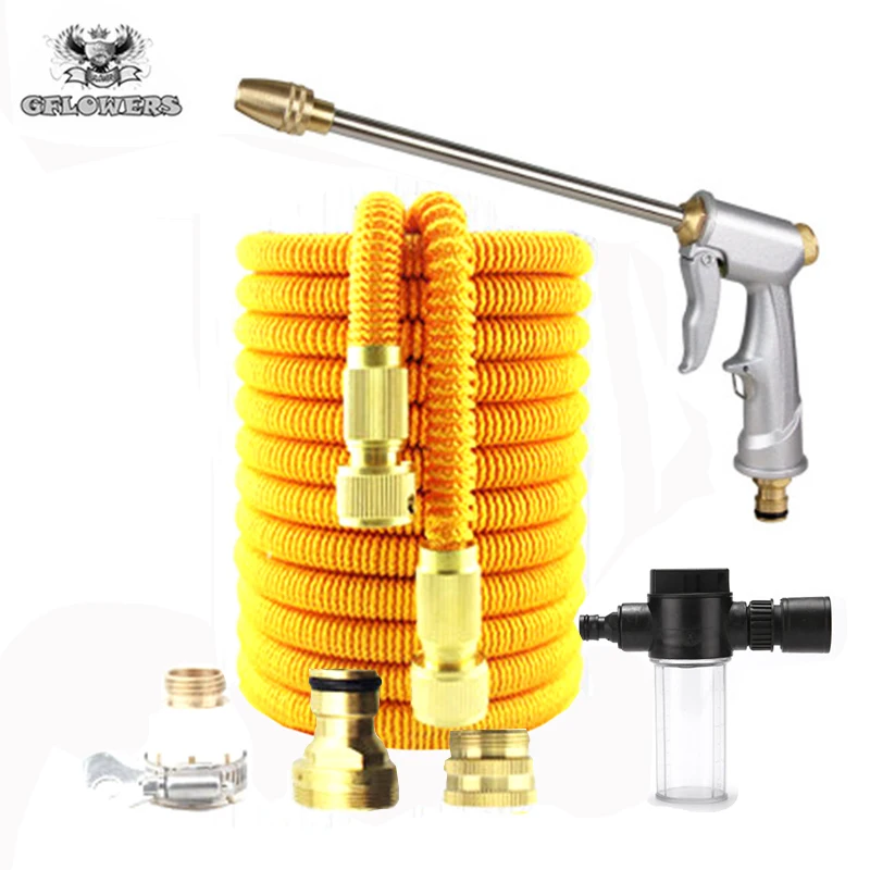 

Plastic Telescopic Garden Hose | 25FT-100FT Flexible Car Wash Magic Pipe, Metal Spray Gun Outdoor Garden Watering Hose