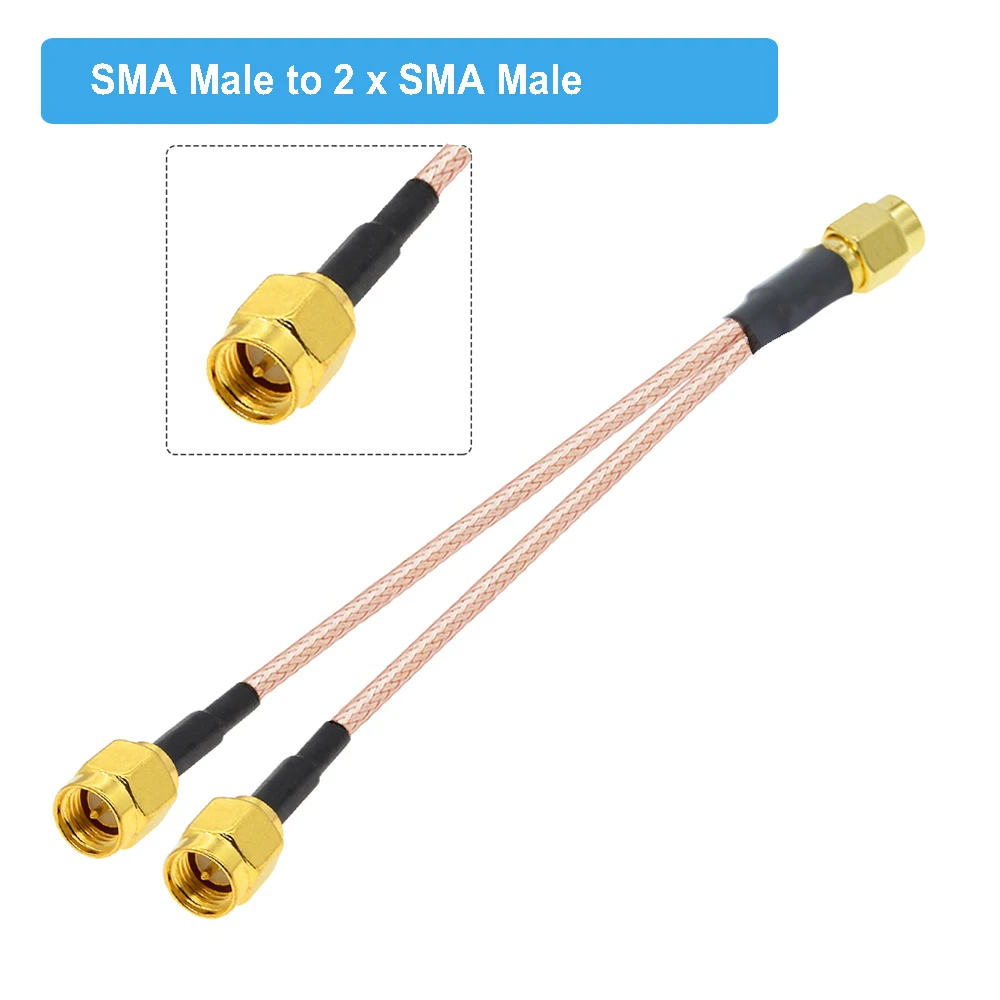 RP SMA Male / SMA Male Plug Y Type Splitter Combiner WIFI Antenna Extension Cable RG316 RF Coax Pigtail Jumper