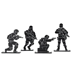 4PCS Metal Aluminum Shooting Soldier Target 4-Postures Design Mini Soldiers Silhouette for Shooting Aming Practice