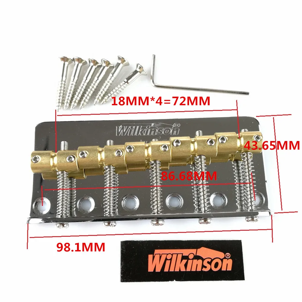 Wilkinson WBBC5 Five 5 Strings Electric Bass Bridge With Brass Saddles For Precision Jazz Bass Chrome Silver Black