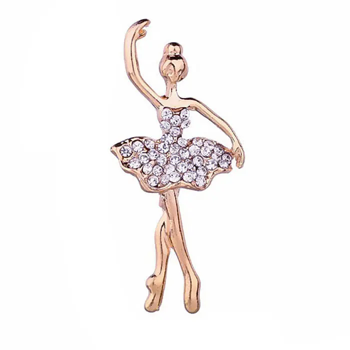 Fashion Shinning Crystal Dancing Girl Brooches Rhinestones Ballerina Brooch Pin Fashion Women\'s Decoration Pin