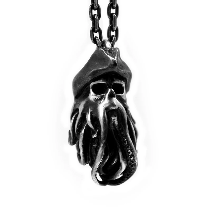 Vintage 316L Stainless Steel Pirates of The Caribbean Captain Octopus David Jones Pendant Pendant Men's Women's Necklace