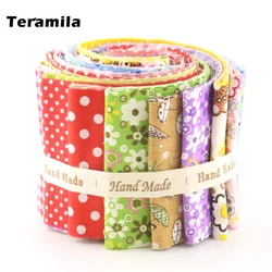 Teramila nuovi arrivi Design colorato 6-8 pz/lotto 9CM x 50CM materiale da cucire rotoli di gelatina di cotone strisce tessuto tinta unita Patchwork