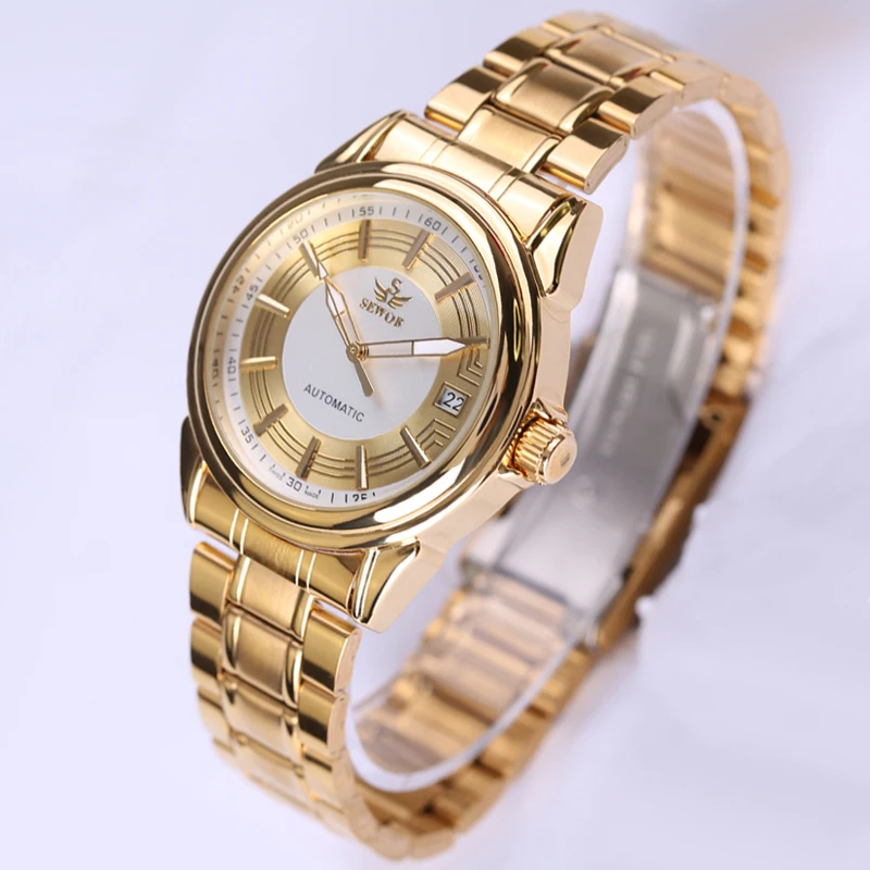 Sewor Top Brand Watch Men Auto Date Automatic Mechanical Wristwatches Luxury Business Gold Watches Men Clock Reloj Hombre 2020