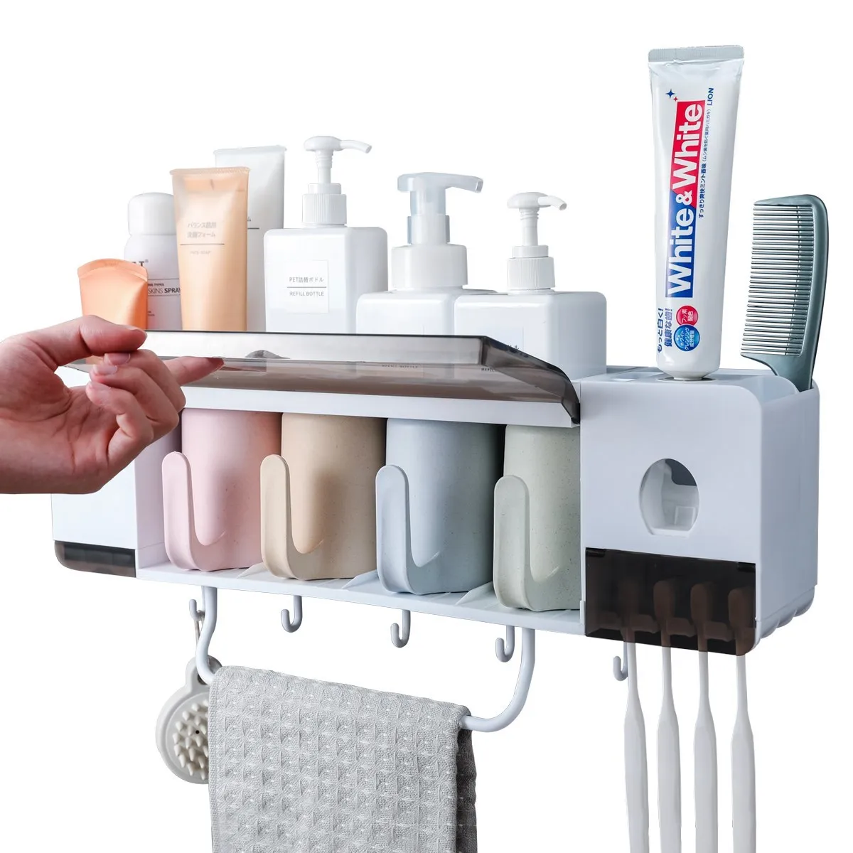 New Magnetic Adsorption Toothbrush Holder Automatic Toothpaste Dispenser Toiletries Storage Rack Bathroom Accessories