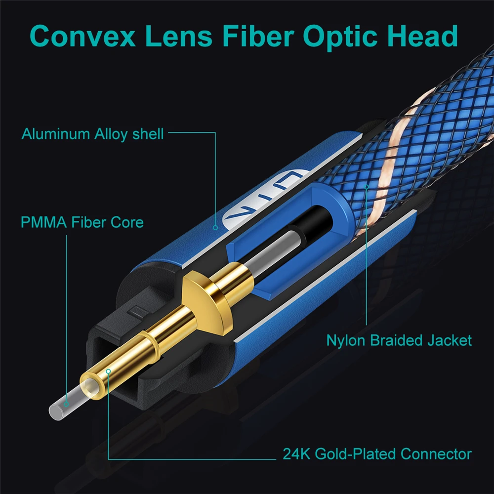 Cable de extensión de Audio óptico EMK macho a hembra, Cable Toslink Digital, Cable de fibra óptica, chaqueta trenzada para TV, DVD, altavoz