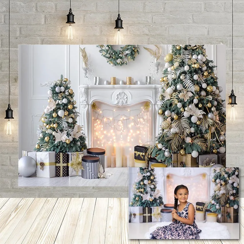 

Avezano Christmas Photography Background Tree Fireplace Gift Wood Floor Backdrop Baby Portrait Decor Photo Studio Photophone