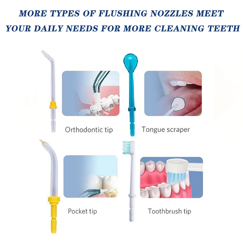 7 Pieces Replacement Nozzles 5 Different Types Oral Irrigator Parts Water Flosser Jet Tips Tooth Cleaning For Braces Oral Care