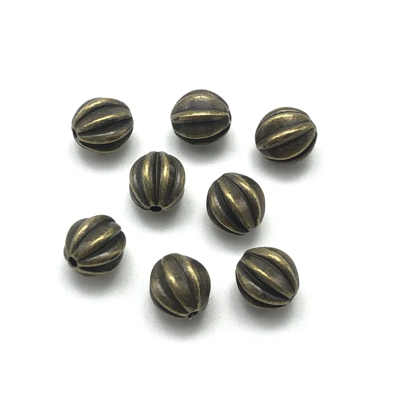 10pcs metal 10mm striped round beads jewelry making DIY handmade bracelet necklace earring accessories material wholesale