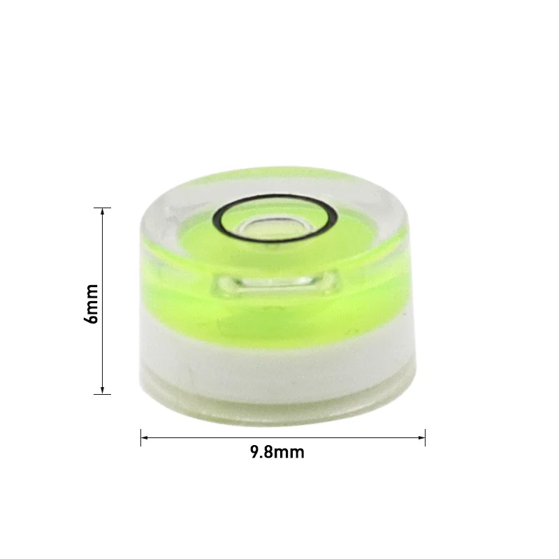 1PC 9.8 * * * * * * * 6มม.ความแม่นยำสูงระดับ Spirit ลูกปัดอะคริลิครอบ Mini Bubble ระดับเครื่องมือแนวนอนเครื่องมือสำหรับ Turntable