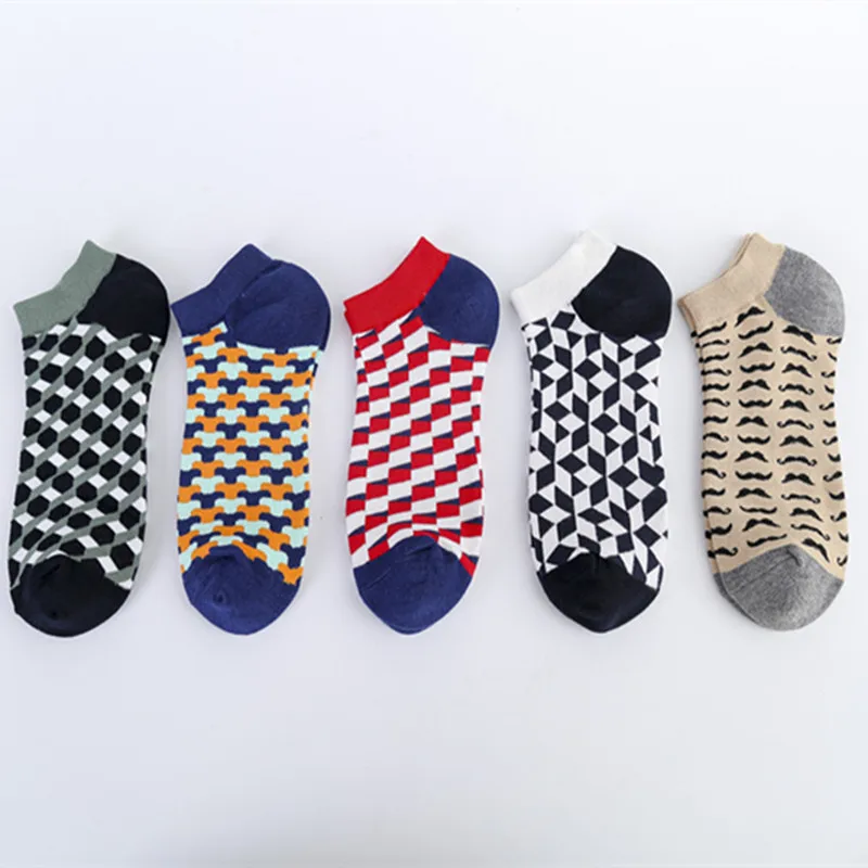 

5 pairs of socks spring and summer new men's socks mustache boat socks men's socks supply casual socks wholesale