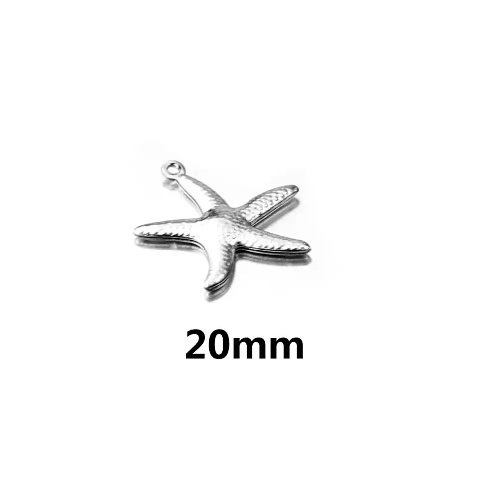 Aiovlo 20pcs/lot Charms Small Starfish Star Sea Shell Beach Stainless Steel Making Pendant for DIY Jewelry Bracelet Necklace