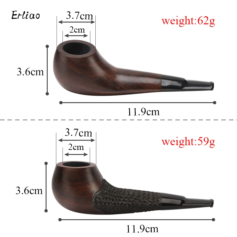 Good Quality Ebony Wood Pipes Portable Creative Smoking Pipe Tobacco Narguile Grinder Smoke Cigarette Holder Mouthpiece