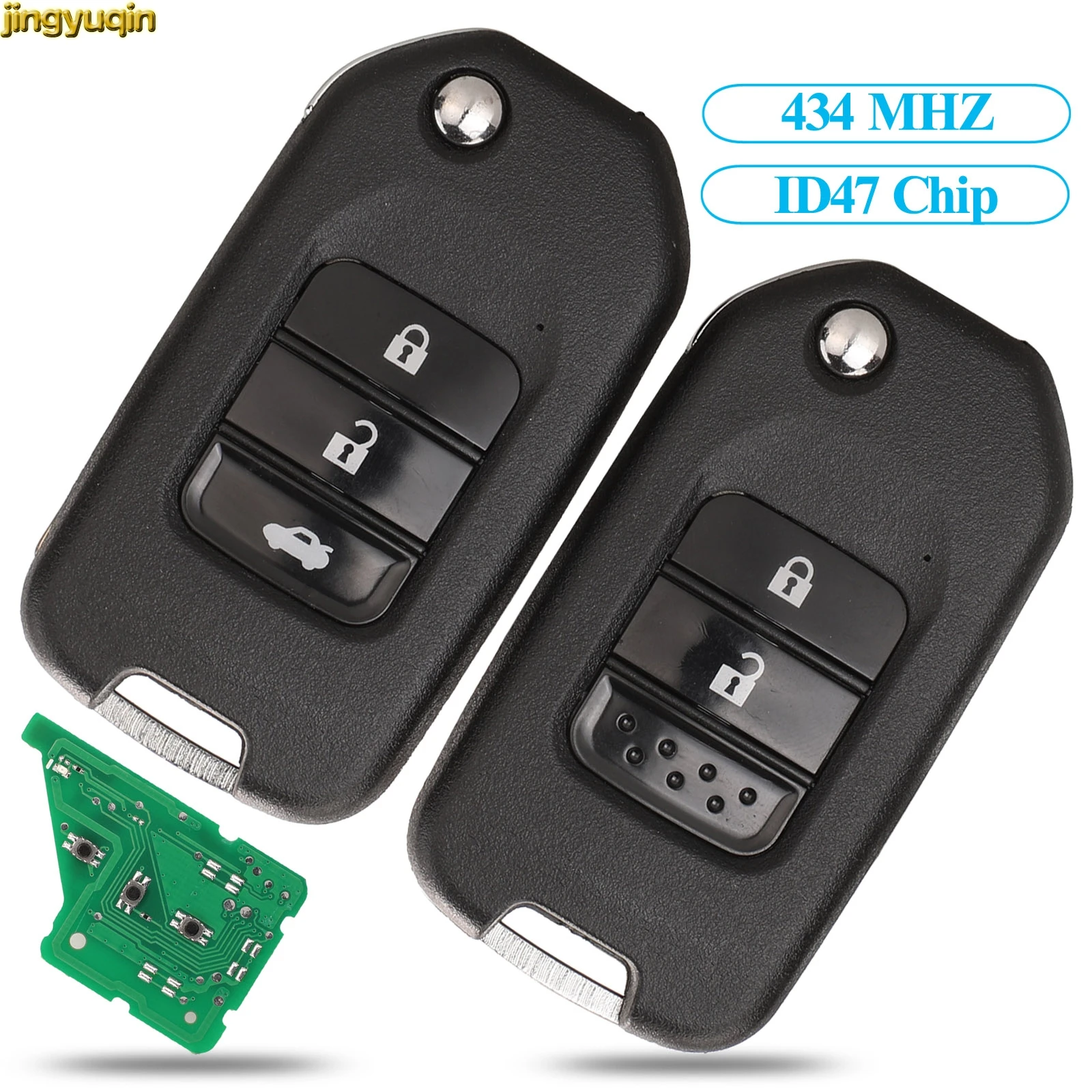 

Jingyuqin Remote Car Key 433MHz For Honda Civic Accord City CR-V Jazz XR-V Vezel HR-V FRV Spirior JADE HLIK6-3T/TWB1G721 2/3BTN