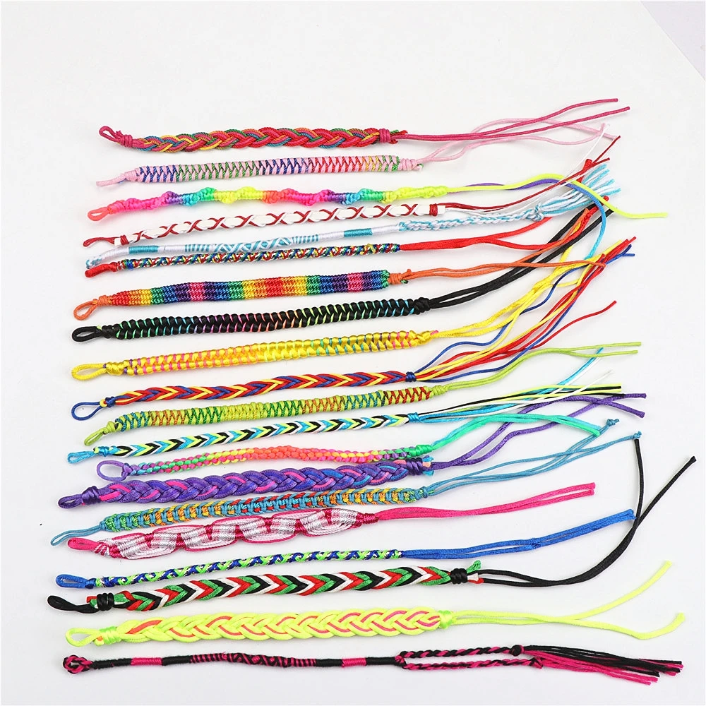 30pcs/lots Multicolor Handmade Braided Cotton Rope Bracelets For Men Women Adjustable Bangles Jewelry 20 Style Free Choose