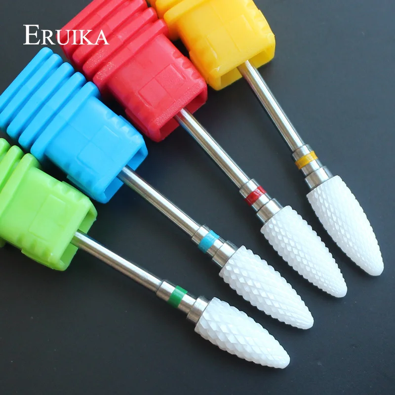 ERUIKA Pro 1 pz Ceramica Torcia Nail Drill Bits Fresa elettrico Rotativo Trapano Lima per Unghie Rimuovere Nail Acrilico Gel Polish strumenti