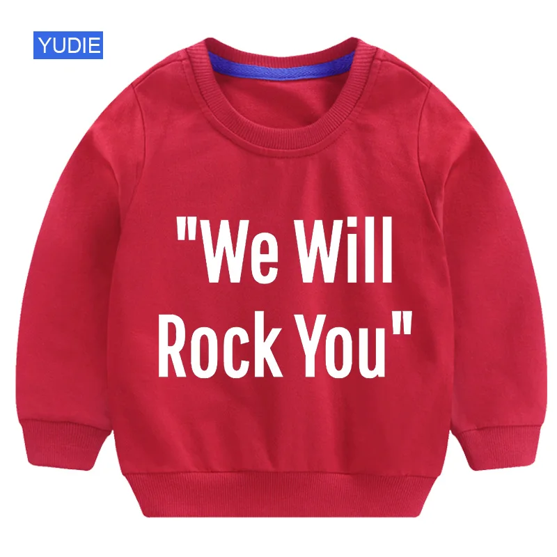 Kids Pullover Boys Streetwear Children Hip Hop Boy Clothing Toddler Infant Coats We Will Rock You Baby Clothes Spring Summer Top