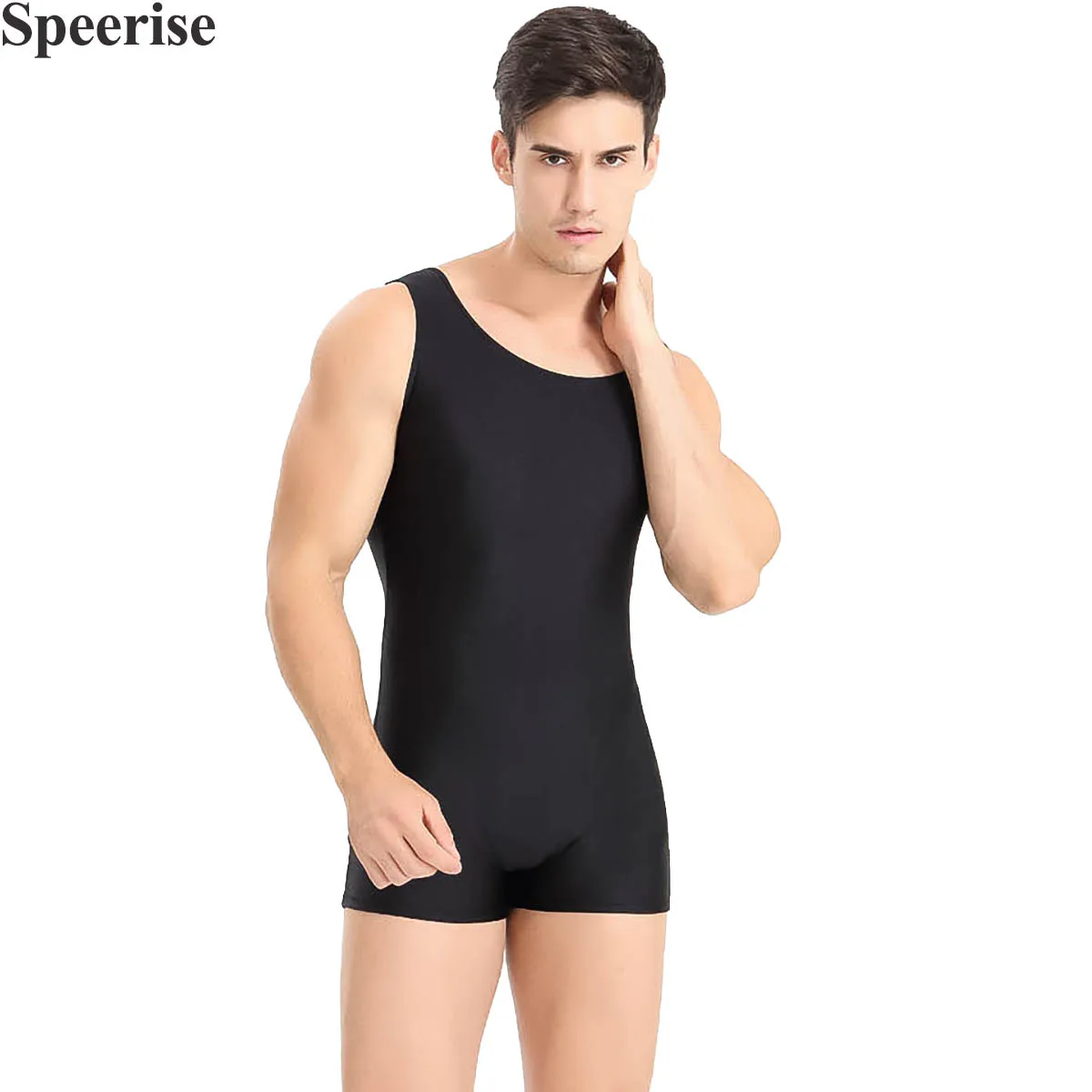 Mono de Fitness con bultos para hombre, ropa de levantamiento de pesas, leotardo de baile de nailon, Ropa de baile, traje de gimnasia, chaleco de talla grande