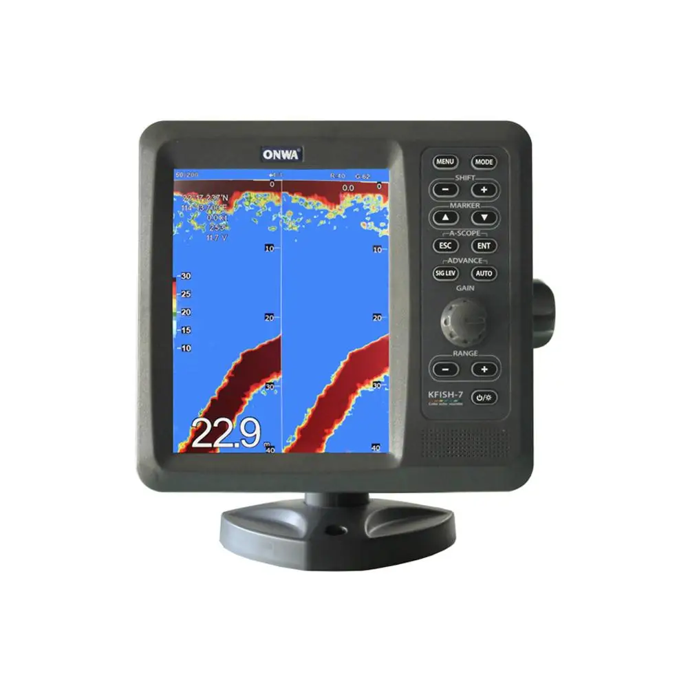 ONWA KFISH -7 Marine fish Finder depth sounder sonar fish finder With Dual Frequency,with TRANSDUCERS TD-28