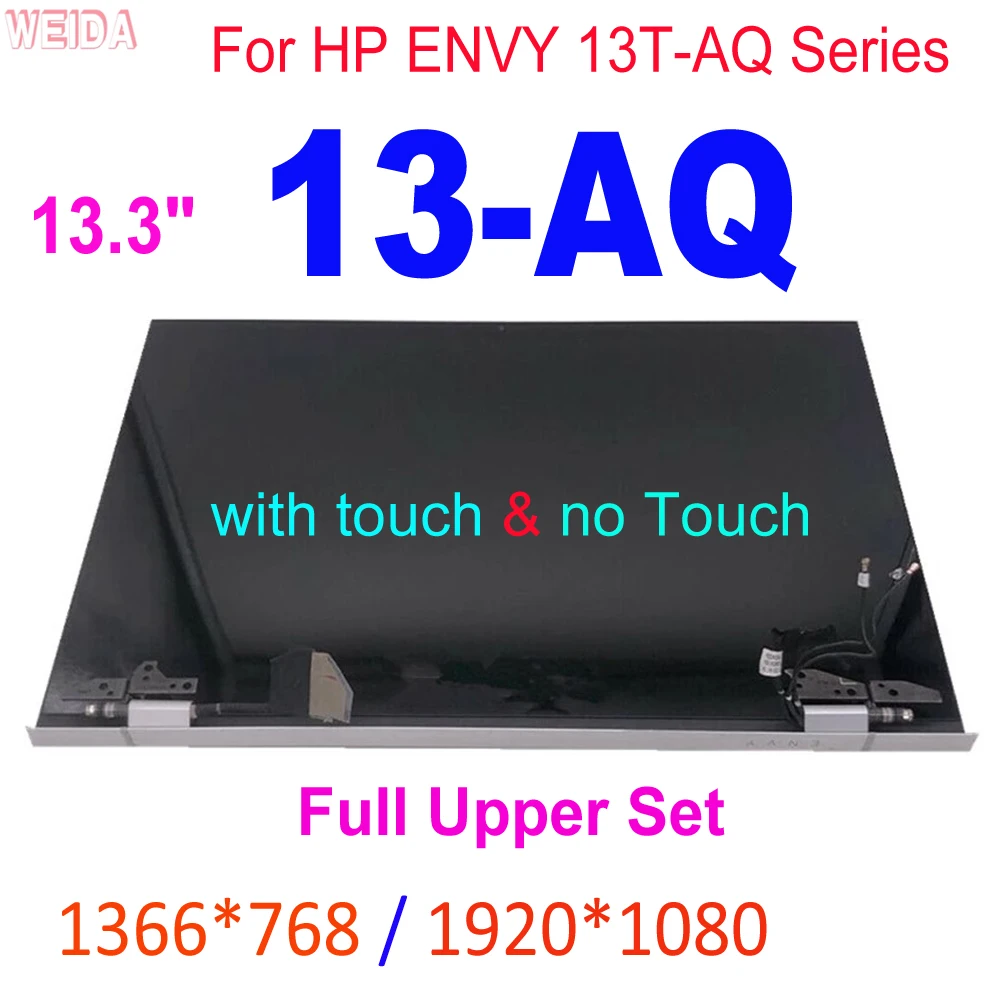 LCD 13.3 inci untuk HP ENVY 13-AQ 13T-AQ000 13T-AQ100 FHD layar LCD tampilan dengan engsel bagian atas penuh rakitan pengganti