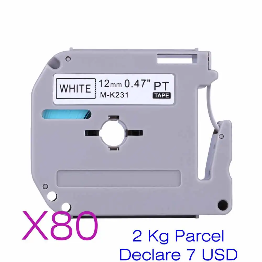 80pcs MK231 12 mmx 8m Label Tapes for Brother P Touch PT-85 PT-75 PT-BB4 PT-55 p touch h110 tape  brother p touch label printer