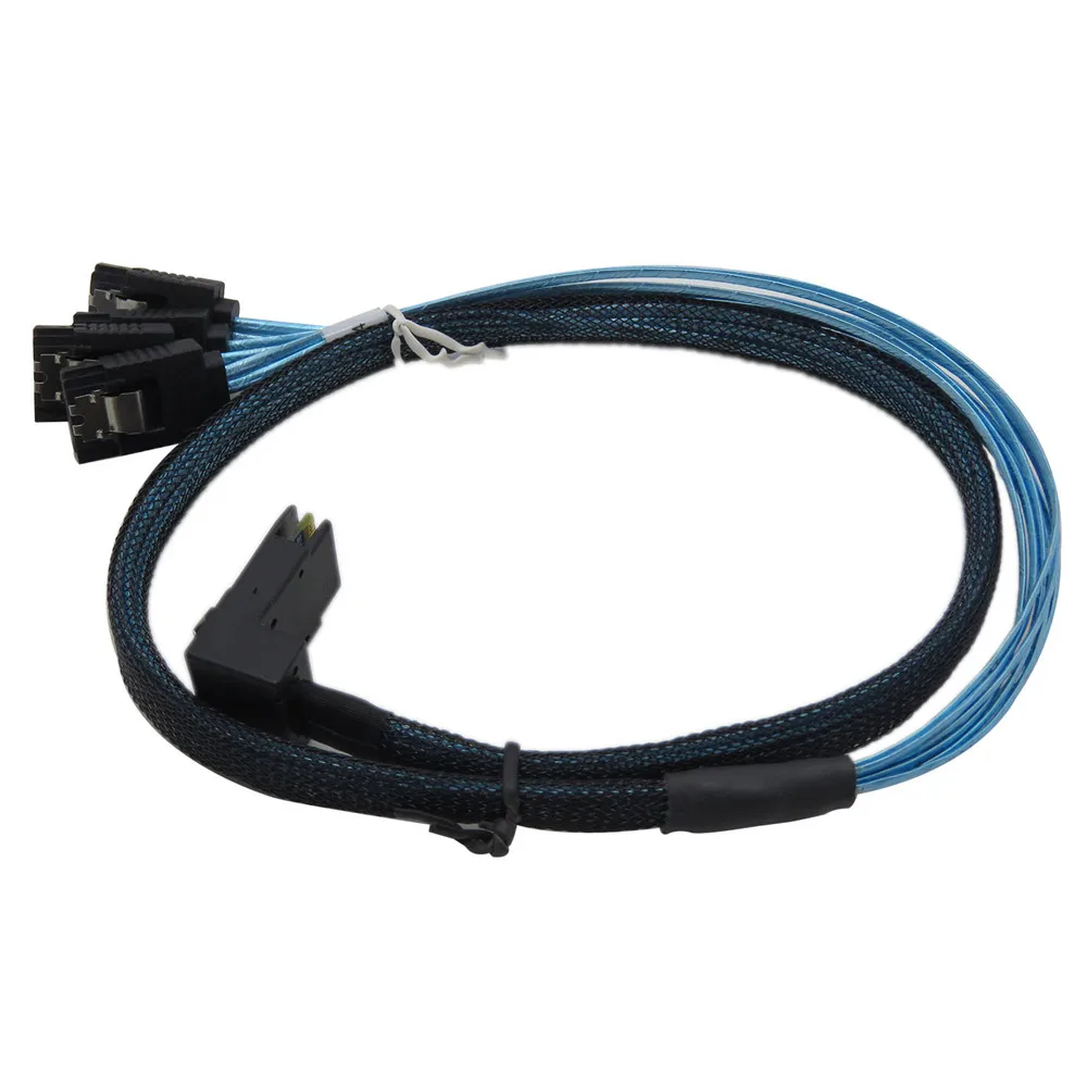 CableDeconn Mini SAS36P SFF-8087 to 4 SATA 7Pin 90 Degrees Target HDD Hard Disk Data Cable 100cm