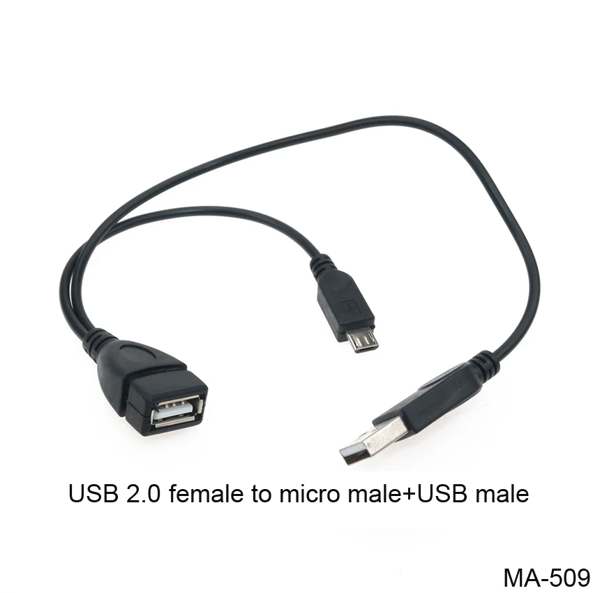 1pc 2 In 1 OTG Micro USB Host Power Y Splitter USB Adapter to Micro 5 Pin Male Female Cable