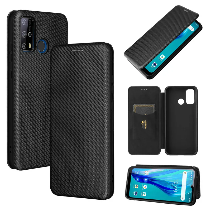 

For Oukitel C23 Pro C 23 Pro C17 C18 C19 C21 WP5 C22 Synthetic Fiber Leather Case Carbon Fiber Flip Cover Oukitel C25 Book Cases