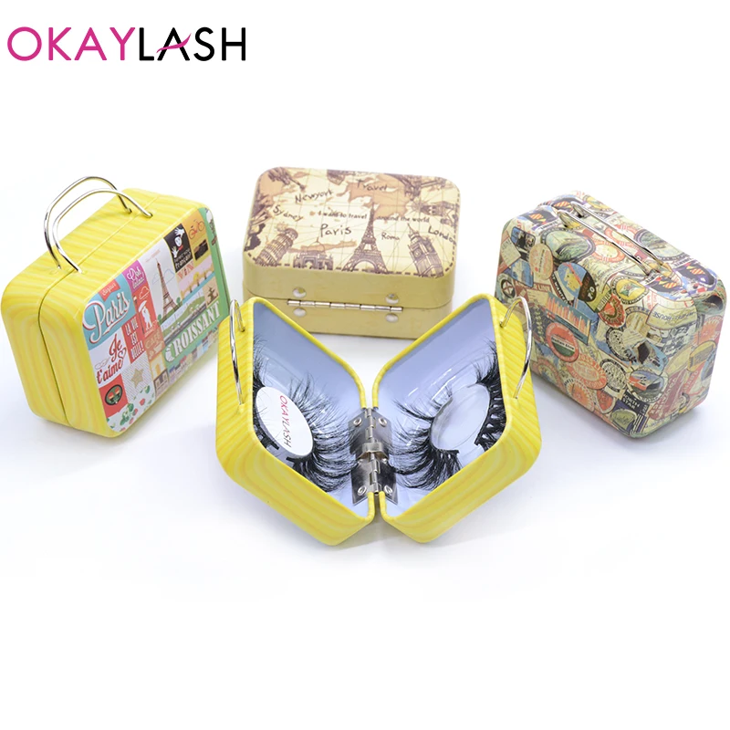 OKAYLASH Mini Steel Empty Case High Quality 25mm long Eyelash Packaging Box Attractive Lashes Suitcase Wholesale Factory Price